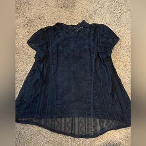 Short Sleeve Blue lace Women top M